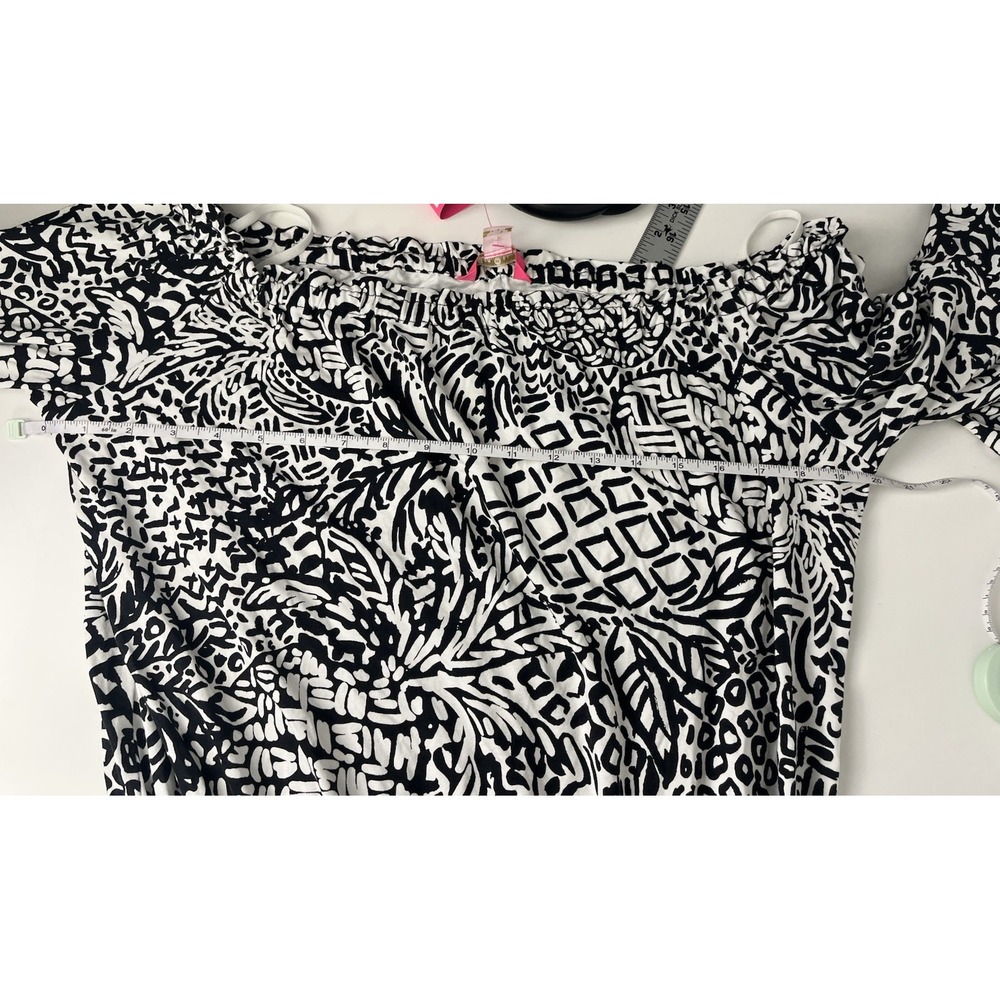 Lilly Pulitzer Calla Romper Large Onyx Home Slice Black White Pineapple NWT - Picture 7 of 13